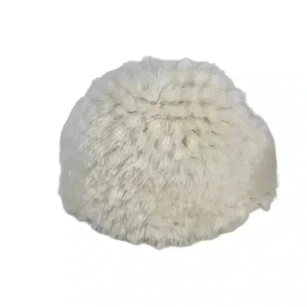 VINTAGE HAT HANSEN FAUX FUR WHITE WINTER MADE IN THE USA ADJUSTABLE CAP